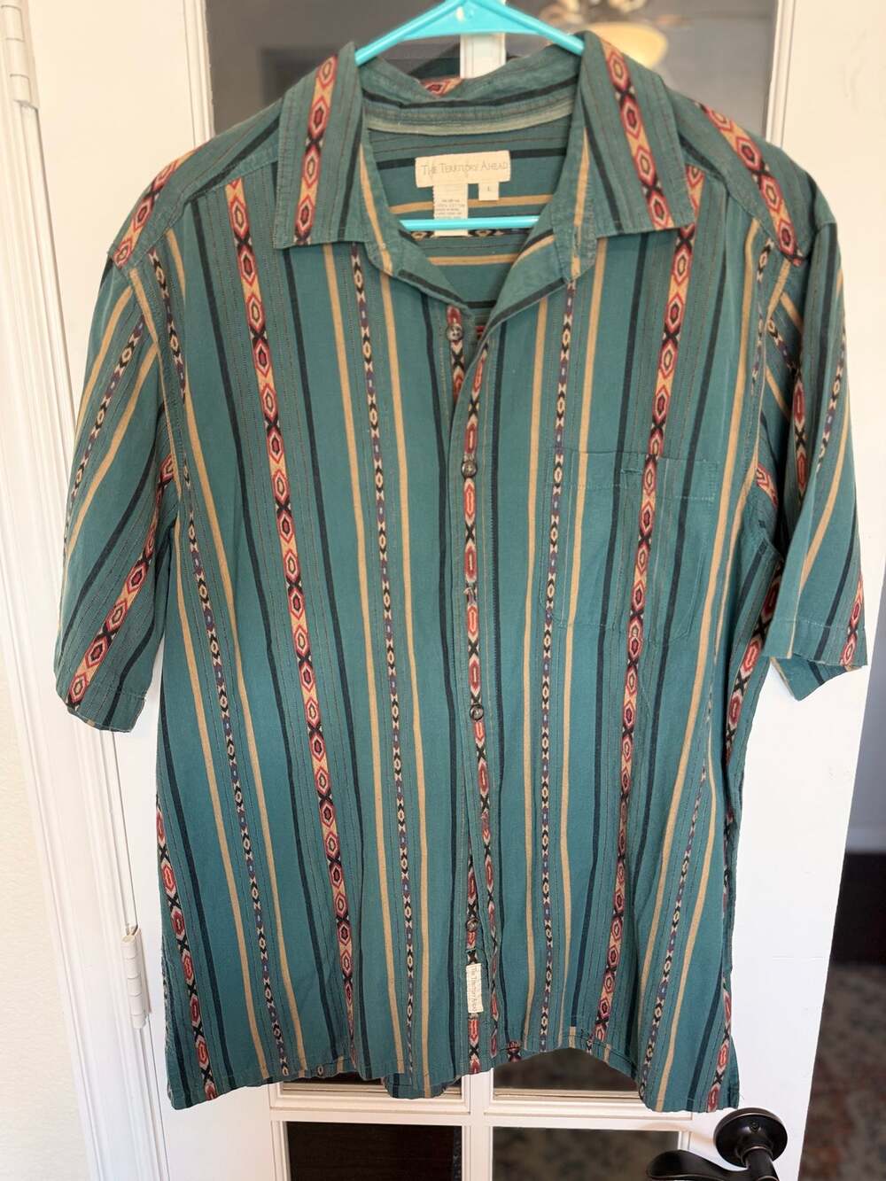 Vintage The Territory Ahead Men’s Aztec Southwestern Stripe Shirt Large 1990s